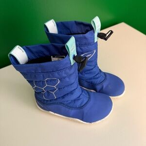 Vivo Barefoot Blue and White Rain & Snow Boots with Velcro Closure